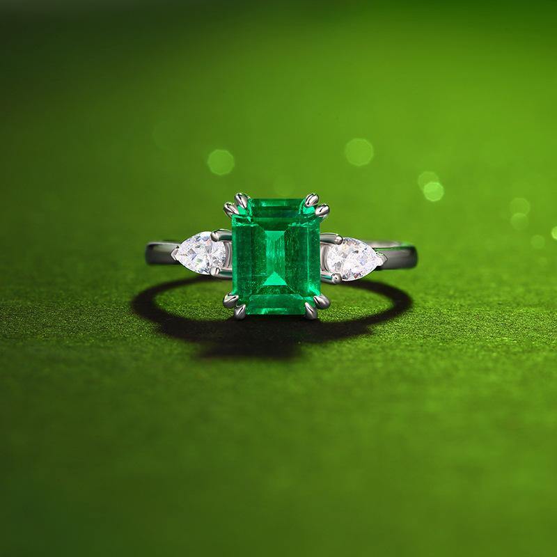 Emerald series sterling silver square ring - ReadYourHeart