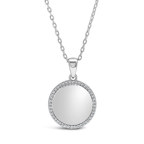 Engravable Personalized Halo Disc Moissanite Pendant Necklace - ReadYourHeart