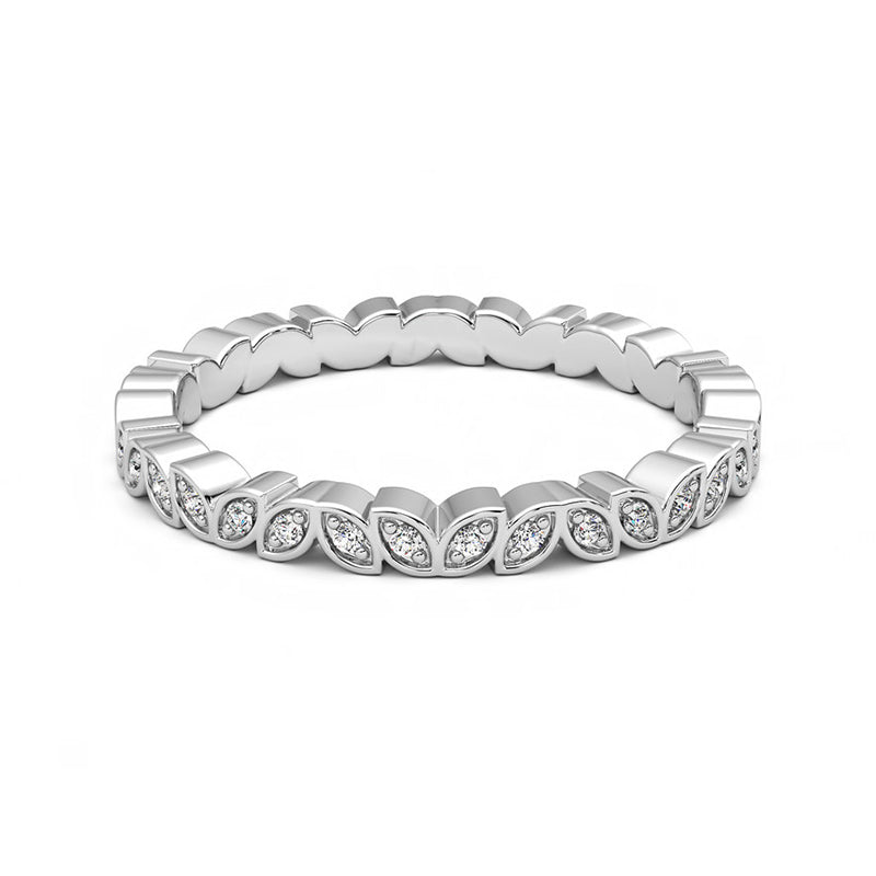 Eternity Moissanite Marquise-Shaped Bead Set Wedding Band - ReadYourHeart