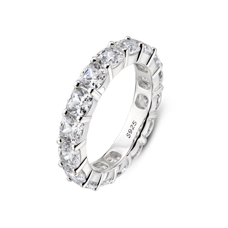 Eternity Stylish Sona Diamond Sterling Silver Wedding Band Ring - ReadYourHeart