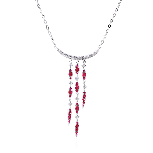 Fashion Chain Ruby Sterling Silver Necklace Pendant
