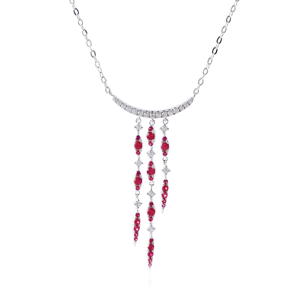 Fashion Chain Ruby Sterling Silver Necklace Pendant - ReadYourHeart