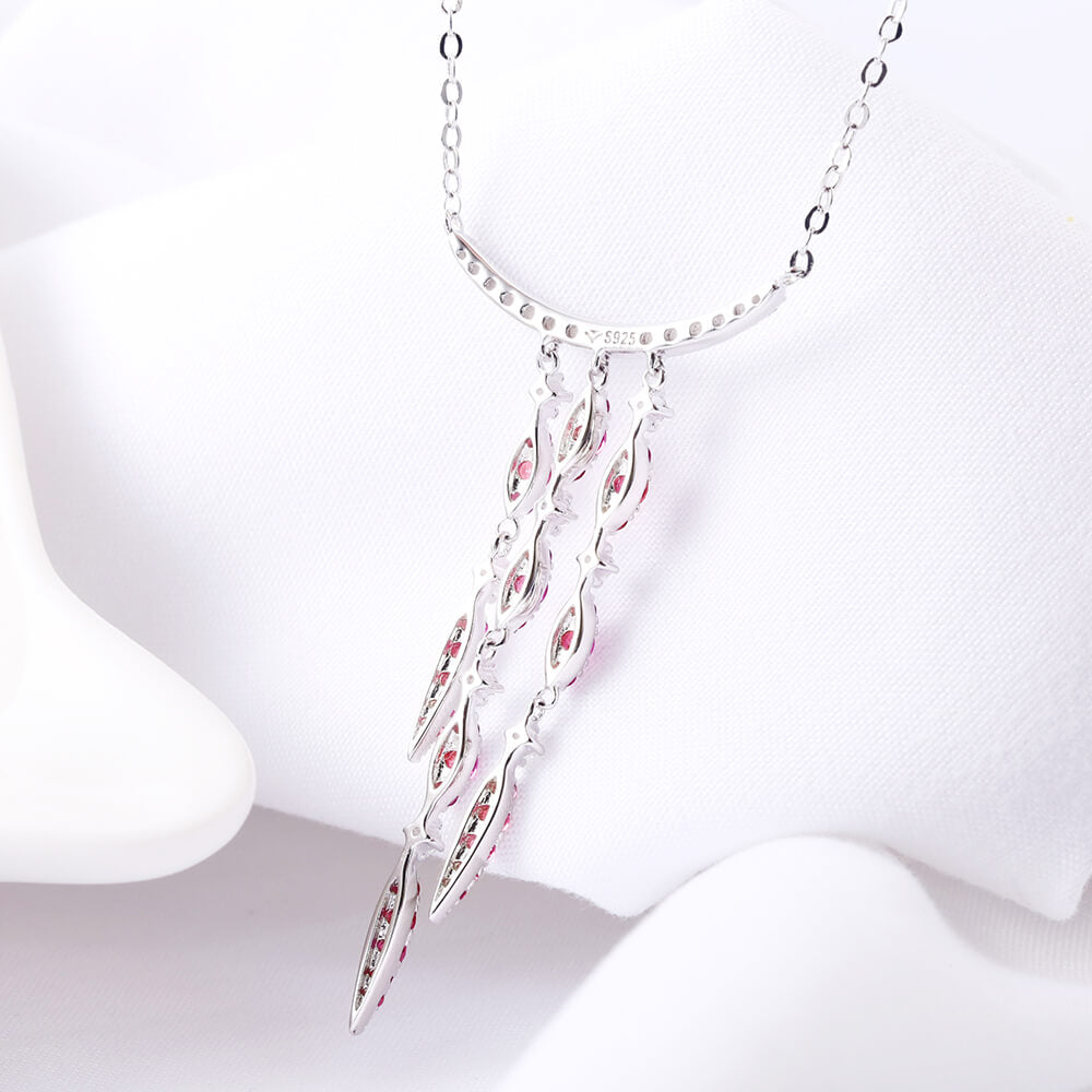 Fashion Chain Ruby Sterling Silver Necklace Pendant - ReadYourHeart