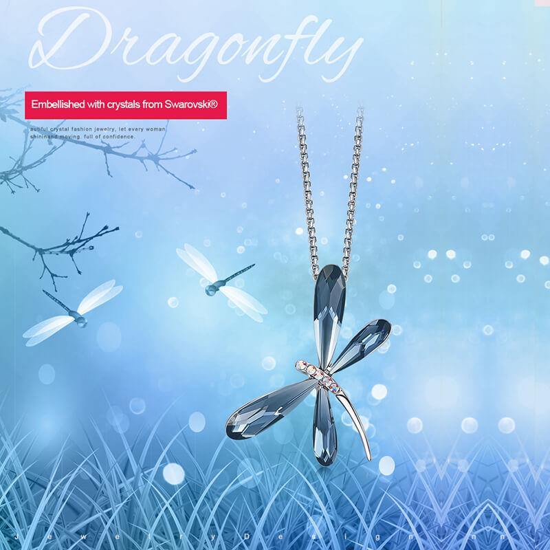 Fashion Crystal Dragonfly Necklace - ReadYourHeart,RNX-10030