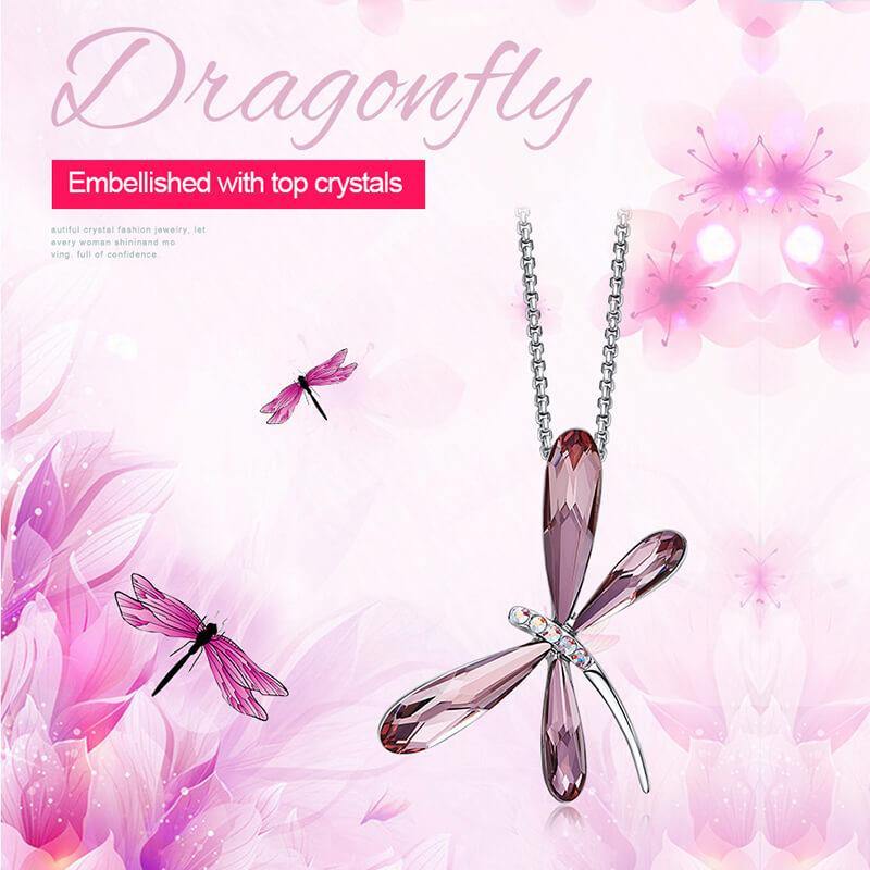 Fashion Crystal Dragonfly Necklace - ReadYourHeart,RNX-10030
