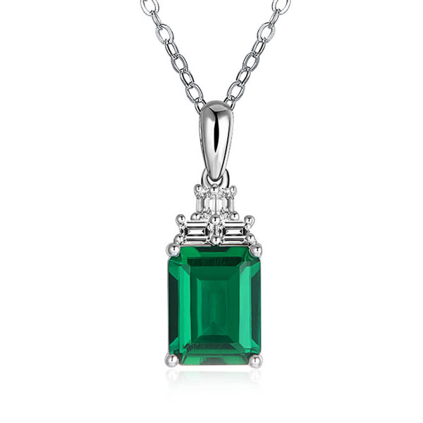 Fashion Lab-Created Emerald Sterling Silver Necklace