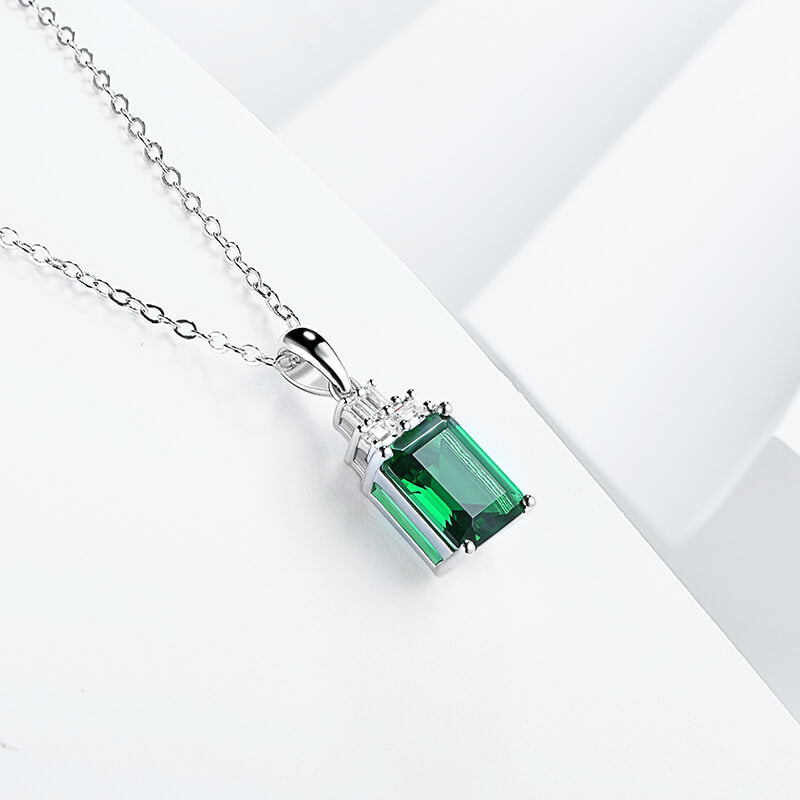 Fashion Lab-Created Emerald Sterling Silver Necklace - ReadYourHeart