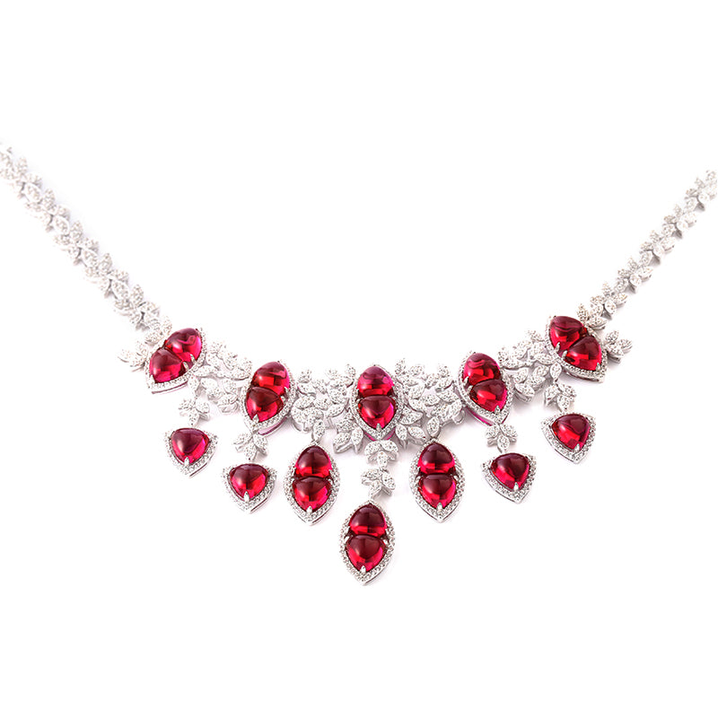 Fashion Luxury Ruby Sterling Silver Party Choker Necklace - ReadYourHeart