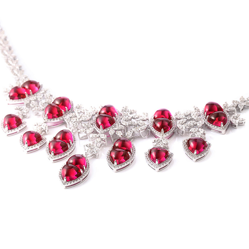 Fashion Luxury Ruby Sterling Silver Party Choker Necklace - ReadYourHeart