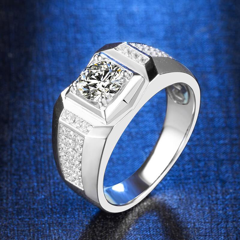 Fashion Moissanite Sterling Silver Ring For Men - ReadYourHeart,RRW-M80A