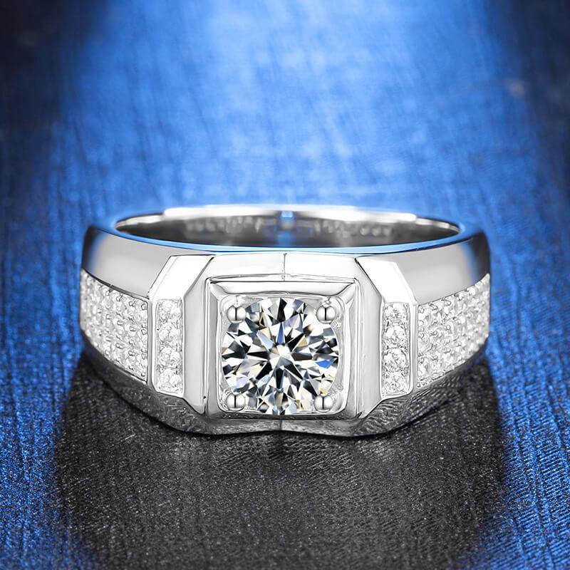 Fashion Moissanite Sterling Silver Ring For Men - ReadYourHeart,RRW-M80A