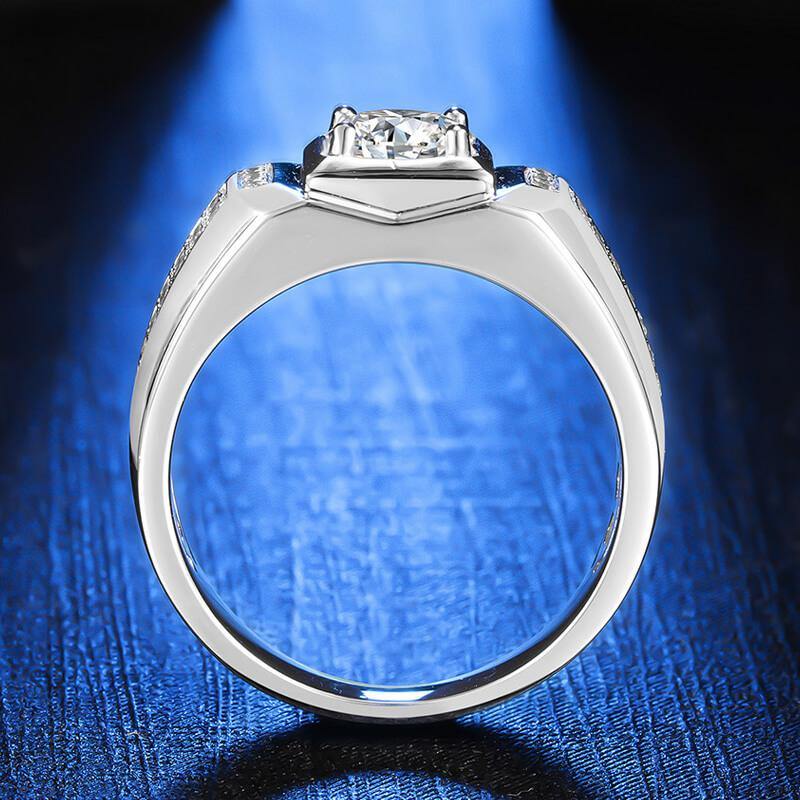 Fashion Moissanite Sterling Silver Ring For Men - ReadYourHeart,RRW-M80A