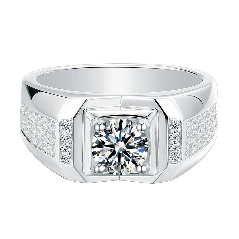 Fashion Moissanite Sterling Silver Ring For Men - ReadYourHeart,RRW-M80A