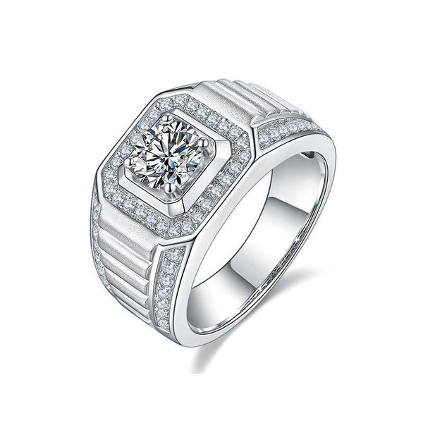 Fashion Moissanite Sterling Silver Wedding Ring For Men - ReadYourHeart
