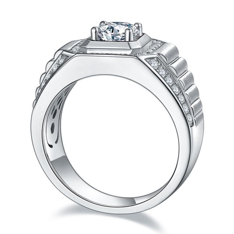 Fashion Moissanite Sterling Silver Wedding Ring For Men - ReadYourHeart,RRW-M83A