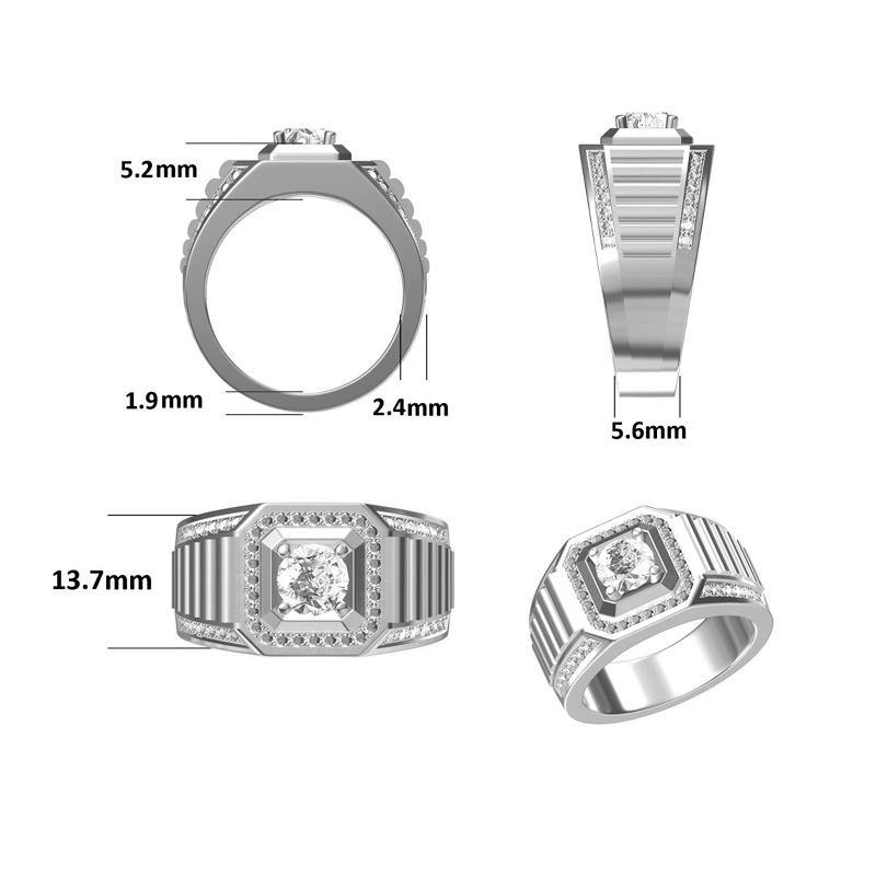 Fashion Moissanite Sterling Silver Wedding Ring For Men - ReadYourHeart,RRW-M83A