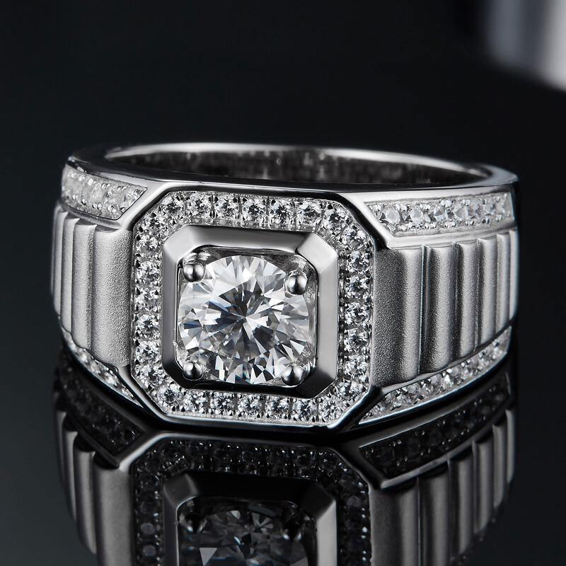 Fashion Moissanite Sterling Silver Wedding Ring For Men - ReadYourHeart,RRW-M83A