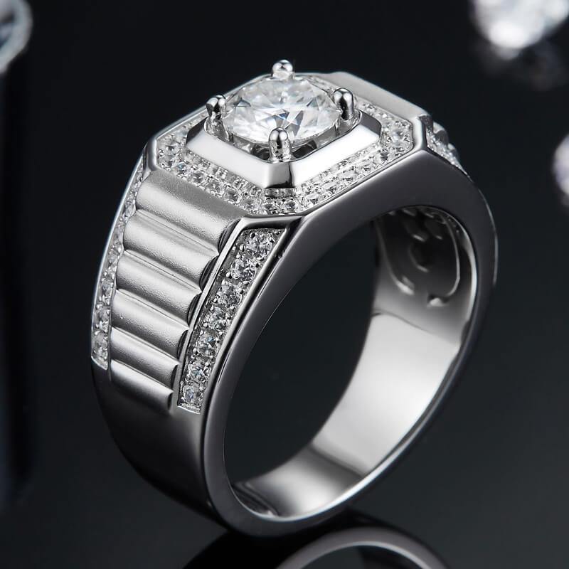 Fashion Moissanite Sterling Silver Wedding Ring For Men - ReadYourHeart,RRW-M83A