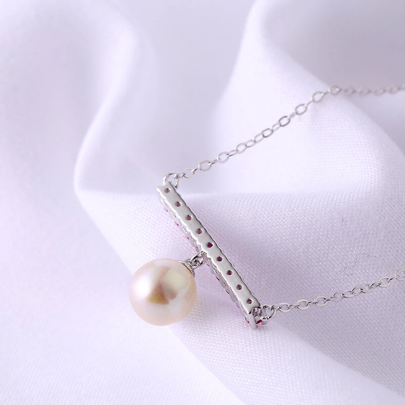Fashion Pearl Ruby Sterling Silver Necklace Pendant - ReadYourHeart