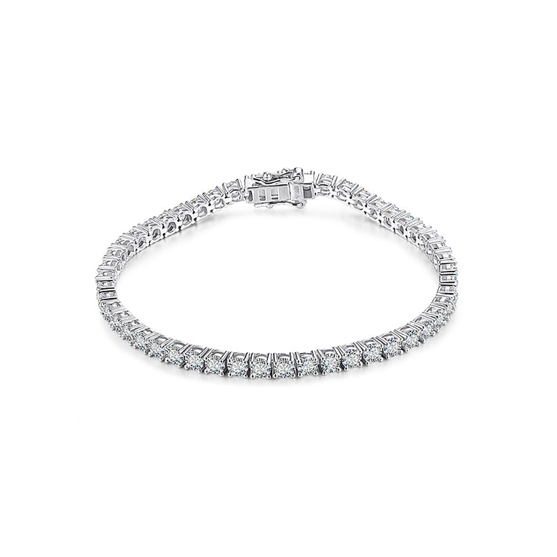 Fashion Round Moissanite Tennis Sterling Silver Bracelet - ReadYourHeart