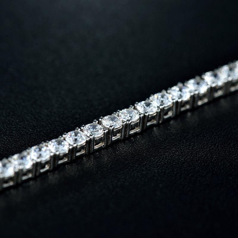 Fashion Round Moissanite Tennis Sterling Silver Bracelet - ReadYourHeart