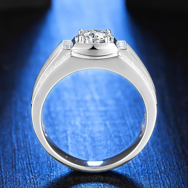 Fashion Simple four prong Moissanite sterling silver wedding ring for men - ReadYourHeart,RRW-10006