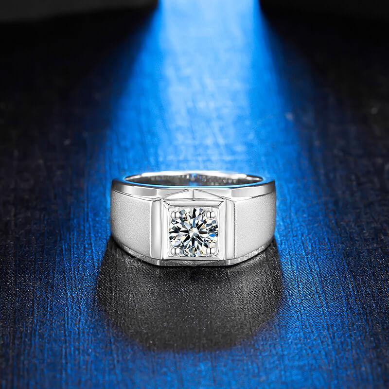 Fashion four prong Moissanite sterling silver wedding ring for men - ReadYourHeart,RRW-10005