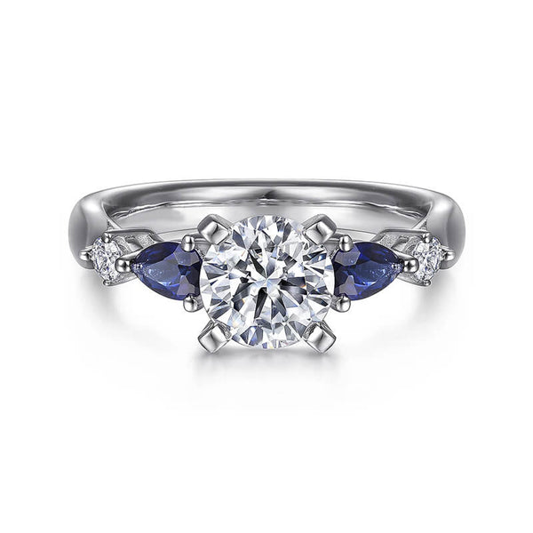 Five Stone Moissanite And Sapphire Engagement Ring - ReadYourHeart