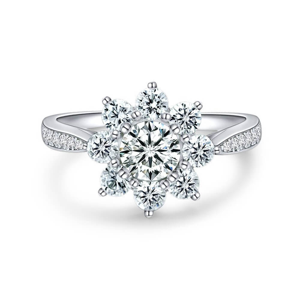 Floral Halo Moissanite Channel Set Engagement Ring - ReadYourHeart