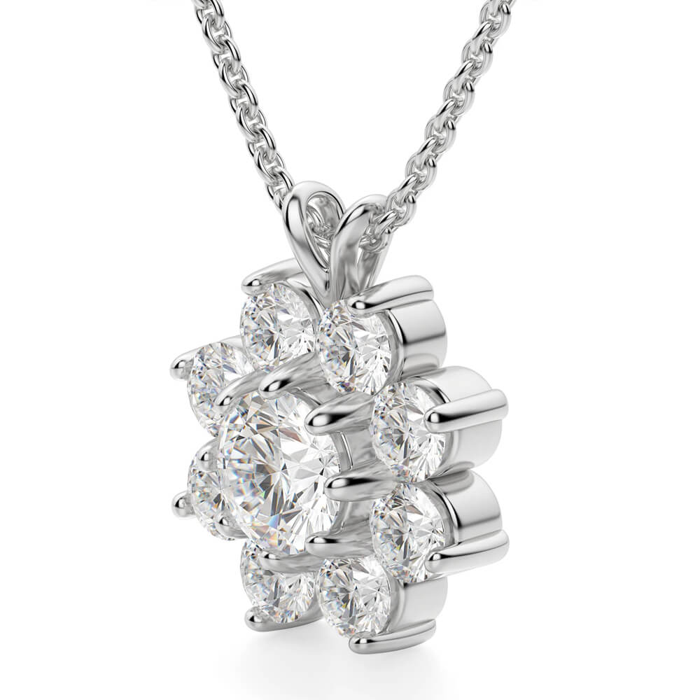 Flower Cluster Moissanite Pendant Necklace in Sterling Silver - ReadYourHeart