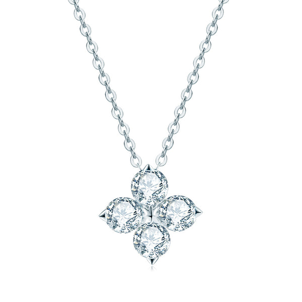 Four Stone Moissanite Cluster Pendant Necklace - ReadYourHeart