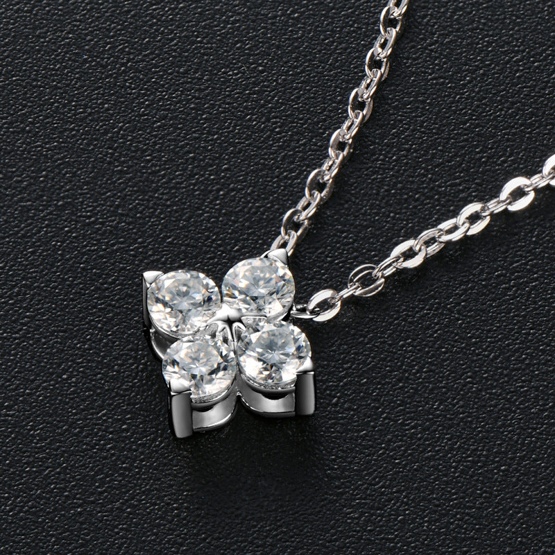 Four Stone Moissanite Cluster Pendant Necklace - ReadYourHeart