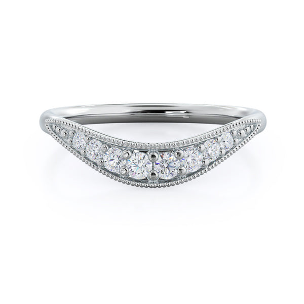 Gradient Curved Moissanite Pave Half Eternity Wedding Band - ReadYourHeart