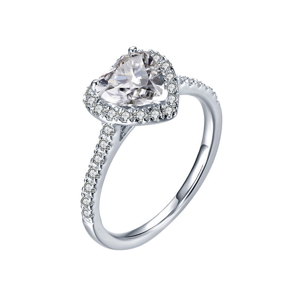 Halo Heart Moissanite Pave Engagement Ring in 18K White Gold - ReadYourHeart