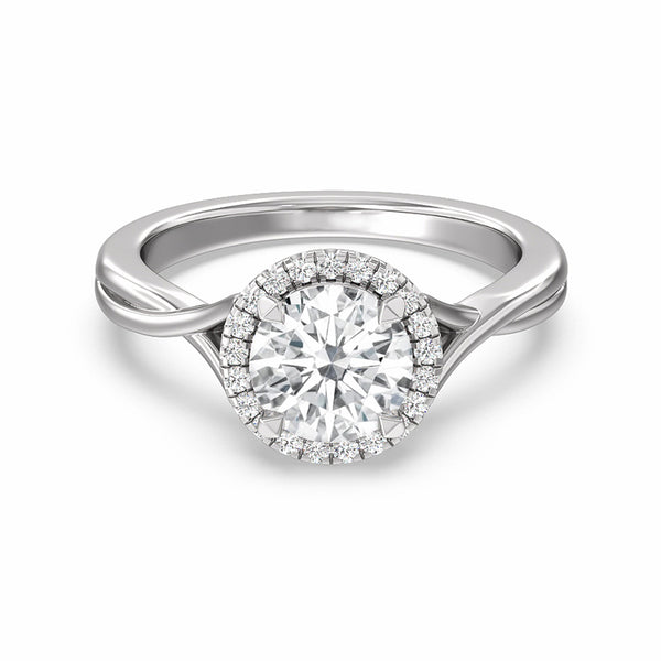 Halo Moissanite Criss Cross Shank Engagement Ring - ReadYourHeart