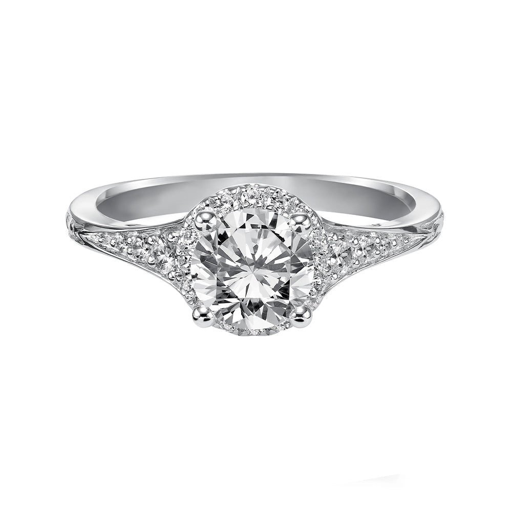 Halo Moissanite With Accents Engagement Ring - ReadYourHeart