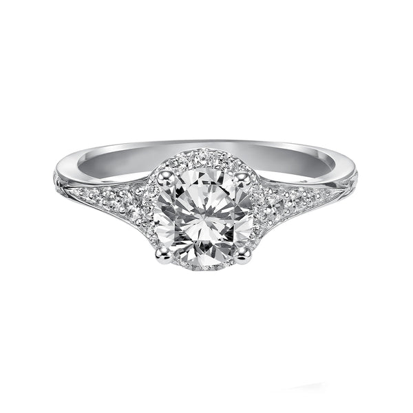 Halo Moissanite With Accents Engagement Ring - ReadYourHeart