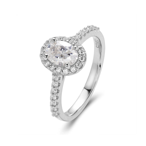 Halo Oval Cut Moissanite Pave Engagement Ring - ReadYourHeart