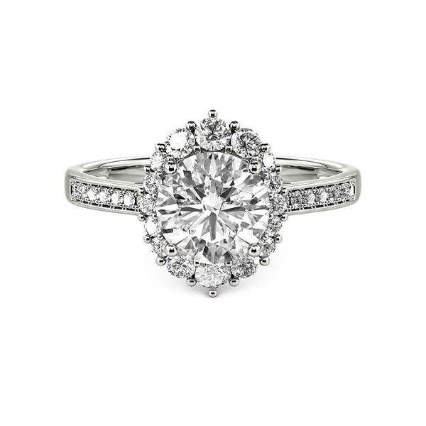 Halo Round Moissanite Channel Set Engagement Ring - ReadYourHeart