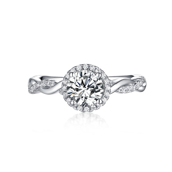 Halo Round Moissanite Infinity Petite Twisted Vine Engagement Ring