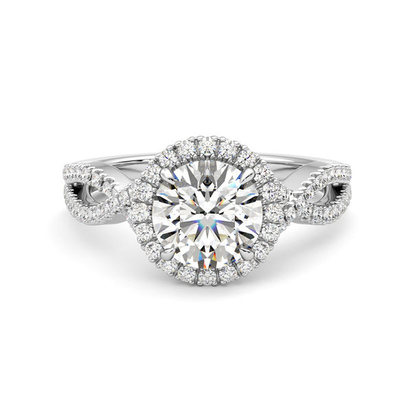 Halo Round Moissanite Twisted Pavé Engagement Ring - ReadYourHeart