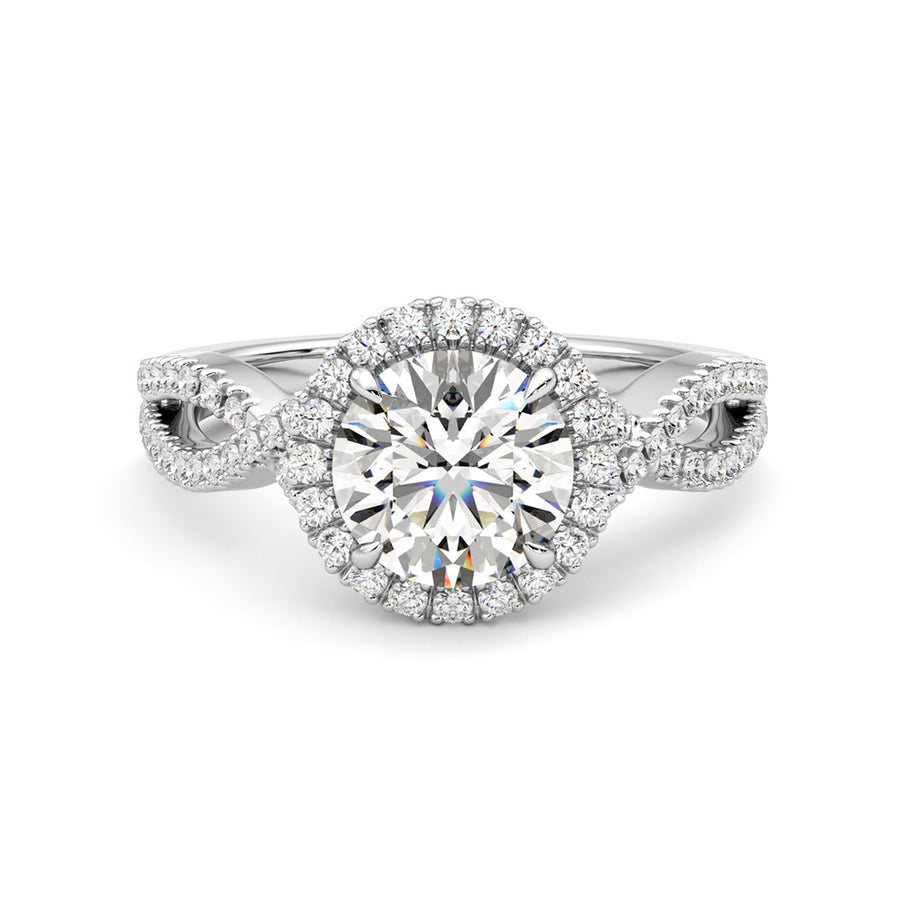 Halo Round Moissanite Twisted Pavé Engagement Ring - ReadYourHeart