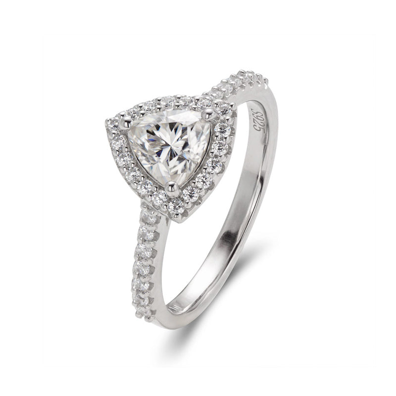 Halo Trillion Cut Moissanite Pave Engagement Ring - ReadYourHeart