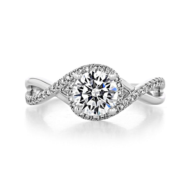 Halo Twisted Moissanite Crisscross Pave Engagement Ring - ReadYourHeart