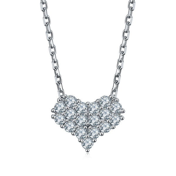 Heart-Shaped Cluster Moissanite Sterling Silver Necklace