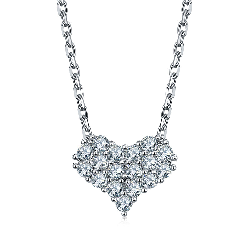 Heart-Shaped Cluster Moissanite Sterling Silver Necklace - ReadYourHeart