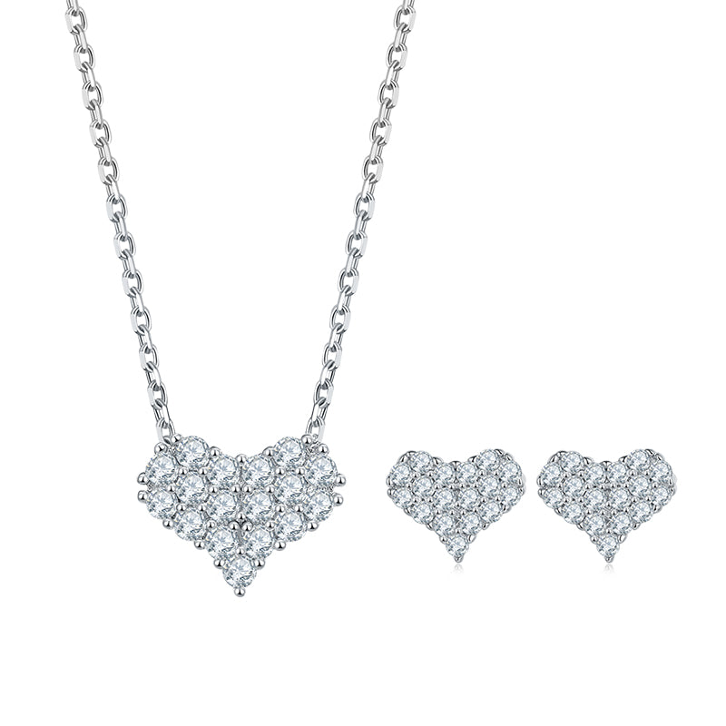 Heart-Shaped Cluster Moissanite Sterling Silver Necklace - ReadYourHeart