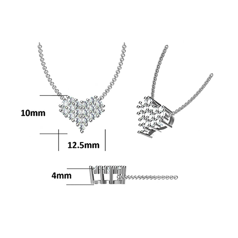 Heart-Shaped Cluster Moissanite Sterling Silver Necklace - ReadYourHeart