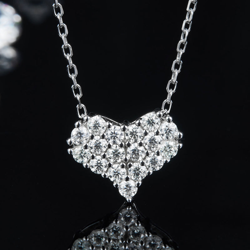 Heart-Shaped Cluster Moissanite Sterling Silver Necklace - ReadYourHeart
