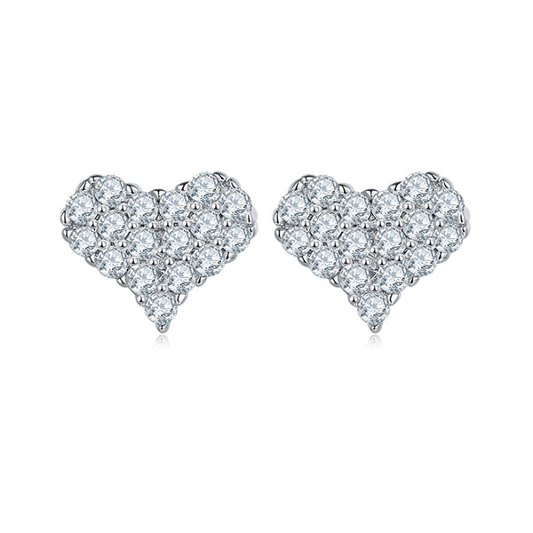 Heart-Shaped Cluster Moissanite Sterling Silver Stud Earrings - ReadYourHeart
